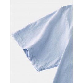 Mens Japanese Style Cat Print Crew Neck Cotton Short Sleeve T-Shirts