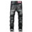 Men's Letter Print Buttons Straight Leg Jeans
