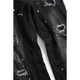 Men's Letter Print Buttons Straight Leg Jeans