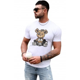 White Misfit Teddy Print Men's Graphic Tee