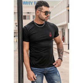 Black Men's Plain Poker Print T Shirt
