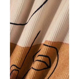 Mens Corduroy Art Printed Colorful Long Sleeve Front Buttons Shirts