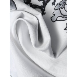 Mens Chinese Style Porcelain Floral Printed Short Sleeve Turn Down Collar Casual Shirt