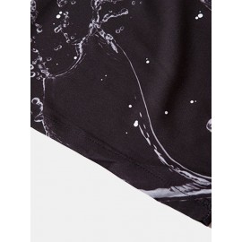 Mens Lotus Printed Open Front Loose 3/4 Sleeve Kimono